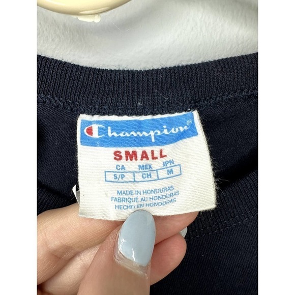 VTG Champion Embroidered Big "C" Short Sleeve Heritage T-Shirt Navy Men's Sz Sm - Picture 5 of 7